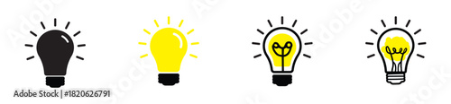 Linear Glowing light bulb on white background. Set icon in Doodle style. vector idea icon shape. innovative idea icon sign in flat style. vector illustration.