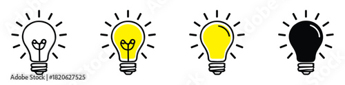 Linear Glowing light bulb on white background. Set icon in Doodle style. vector idea icon shape. innovative idea icon sign in flat style. vector illustration.