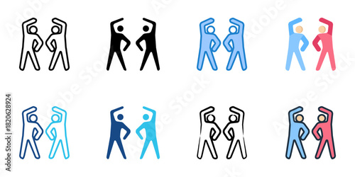 Stretching icon set multiple style collection 
