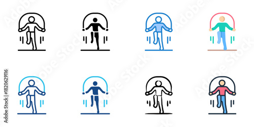 Jumping rope icon set multiple style collection 
