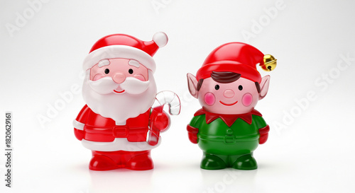 Jelly Santa and Elf Duo on White