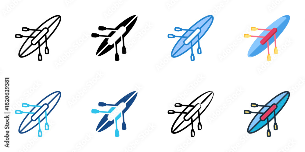 Naklejka premium Rowing icon set multiple style collection 