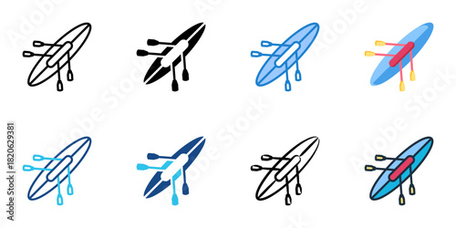 Rowing icon set multiple style collection 
