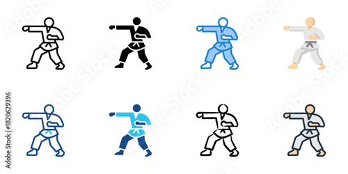 Karate icon set multiple style collection 
