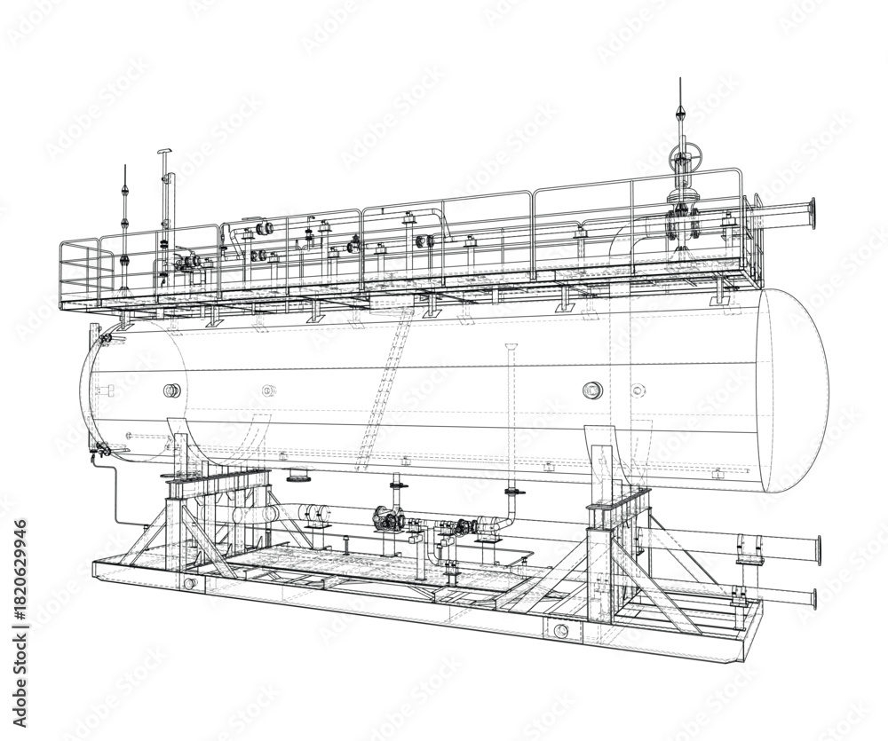 Obraz premium Industrial Tank Blueprint. Vector