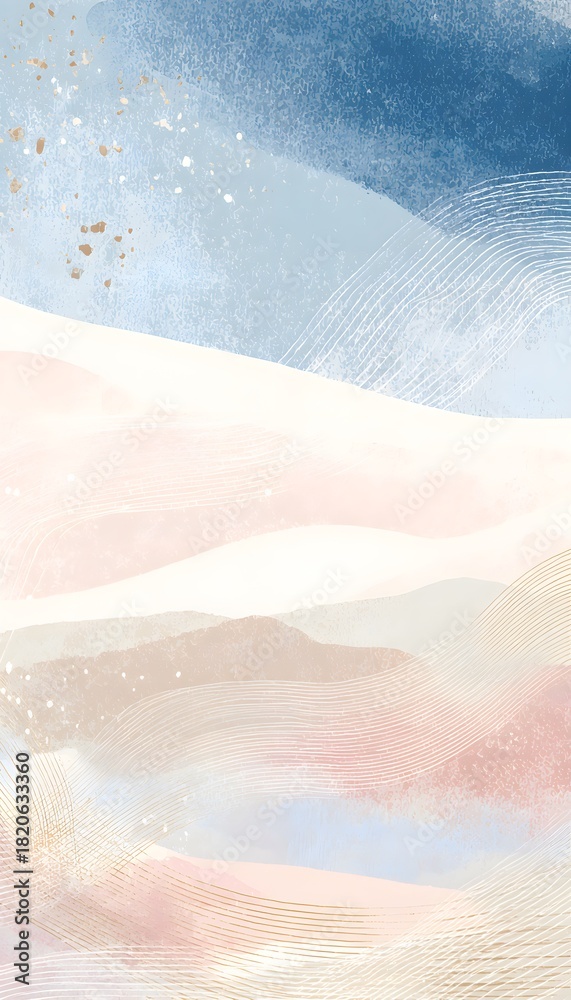 Fototapeta premium Delicate pastel watercolor wallpaper design evokes serenity perfect for invitations and stylish cover art