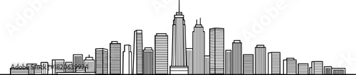 Outline cityscape on white background