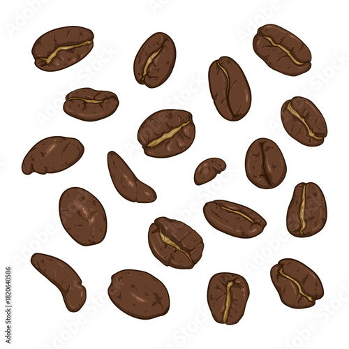 Vector Set of Coffee Bean Cartoon Illustration