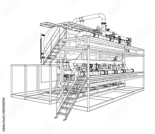 Industrial Machinery Blueprint. Vector