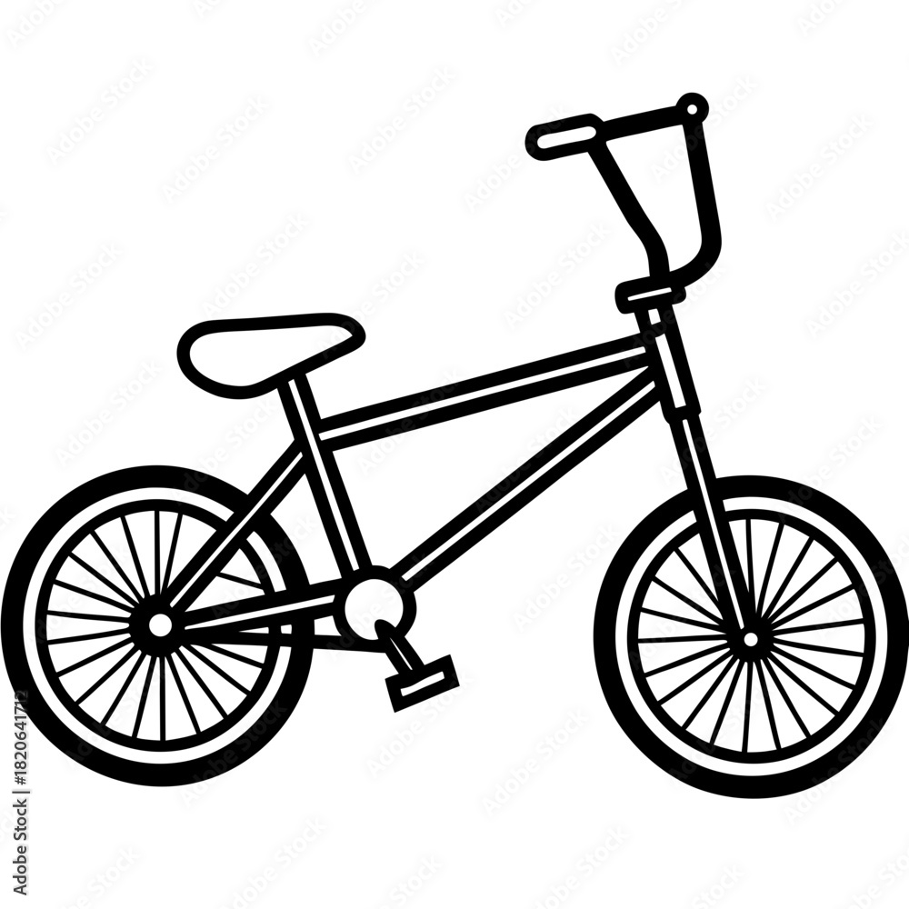 Fototapeta premium Stylized BMX Bike Illustration with Black Outline and White Fill.
