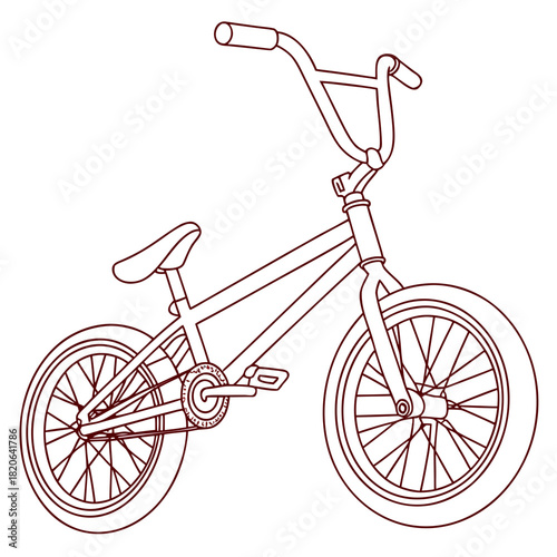 Detailed Line Art of a BMX Bike on White Background.