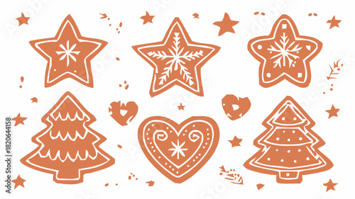 Festive holiday treats evoke cozy winter memories with gingerbread stars, trees, and hearts delights
