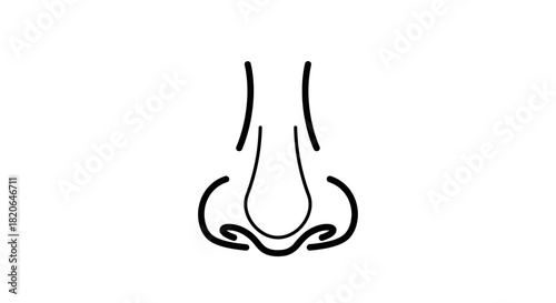 Simple black and white line drawing of a human nose, centered on white background.