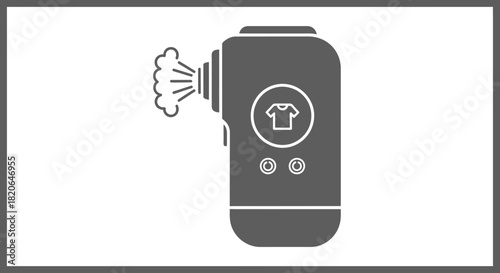 Illustration of a handheld garment steamer emitting steam, with a shirt icon on its body.