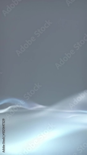 Soft, luminous ethereal mist dissipates upwards, revealing a pristine white-gray gradient background with clean negative space. Serene concept of new beginnings