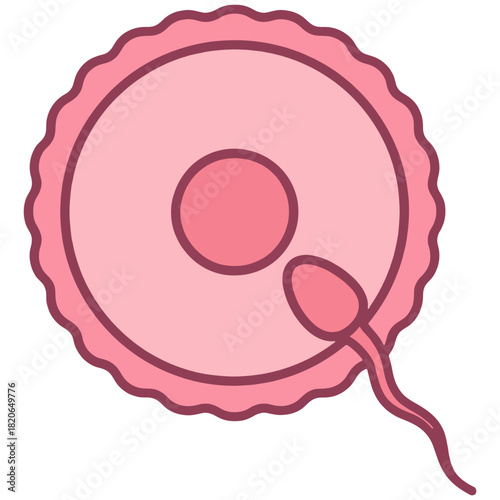 Fertilization Process with Sperm and Egg showing a sperm cell approaching an ovum, ideal for fertility education, reproductive health topics, and biology content