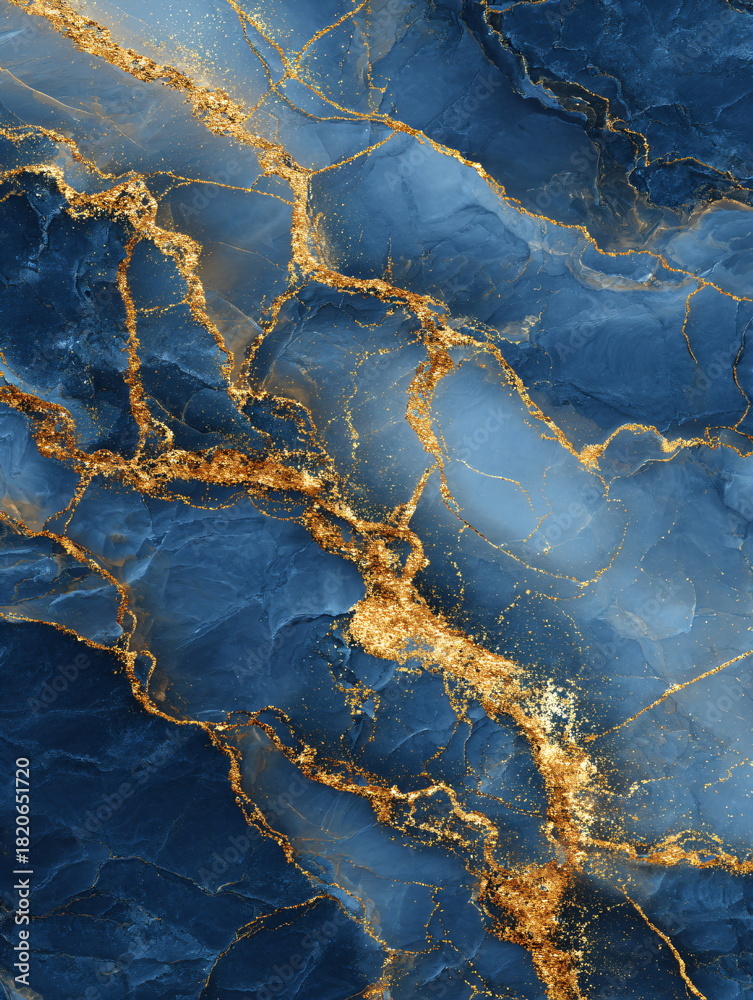 Fototapeta premium deep blue marble texture with gold veins, ultra high-resolution, luxury aesthetic