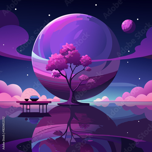 Cosmos: surreal purple landscape