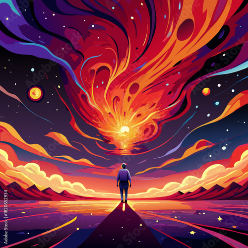 Cosmic sunset and solitary journey