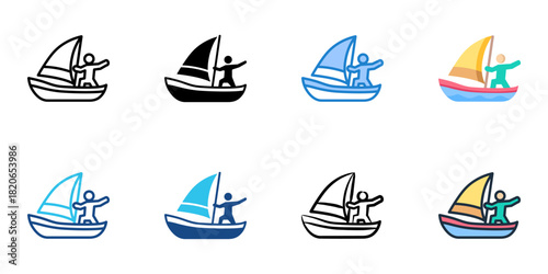 Sailing icon set multiple style collection 

