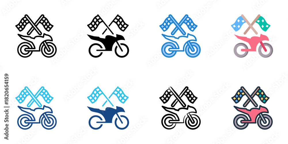 Obraz premium Motorsports icon set multiple style collection