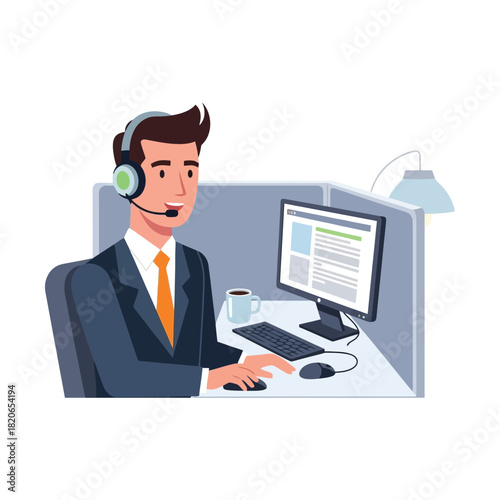 Friendly customer service agent helping clients with technical assistance