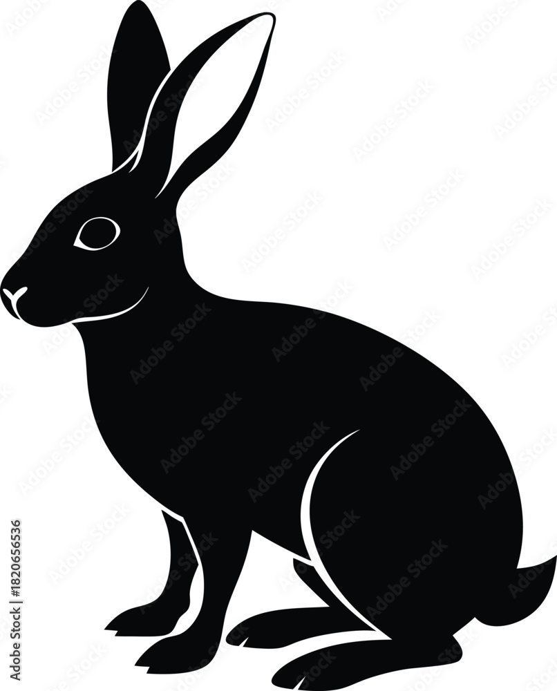 Obraz premium Hare Silhouette , Hare black vector illustration