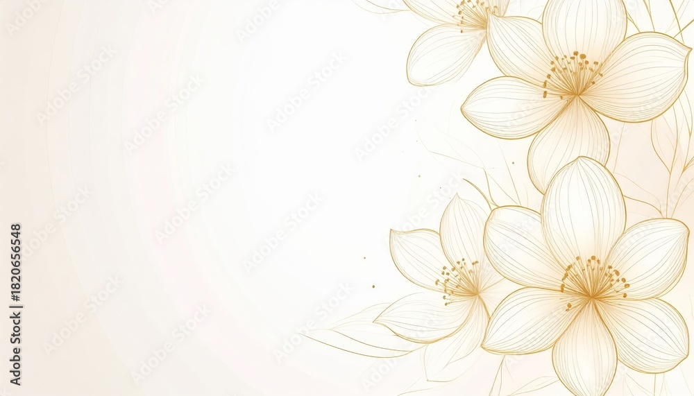 Obraz premium Luxurious golden floral bloom background with elegant shining petals and ornate botanical patterns for festive occasions.