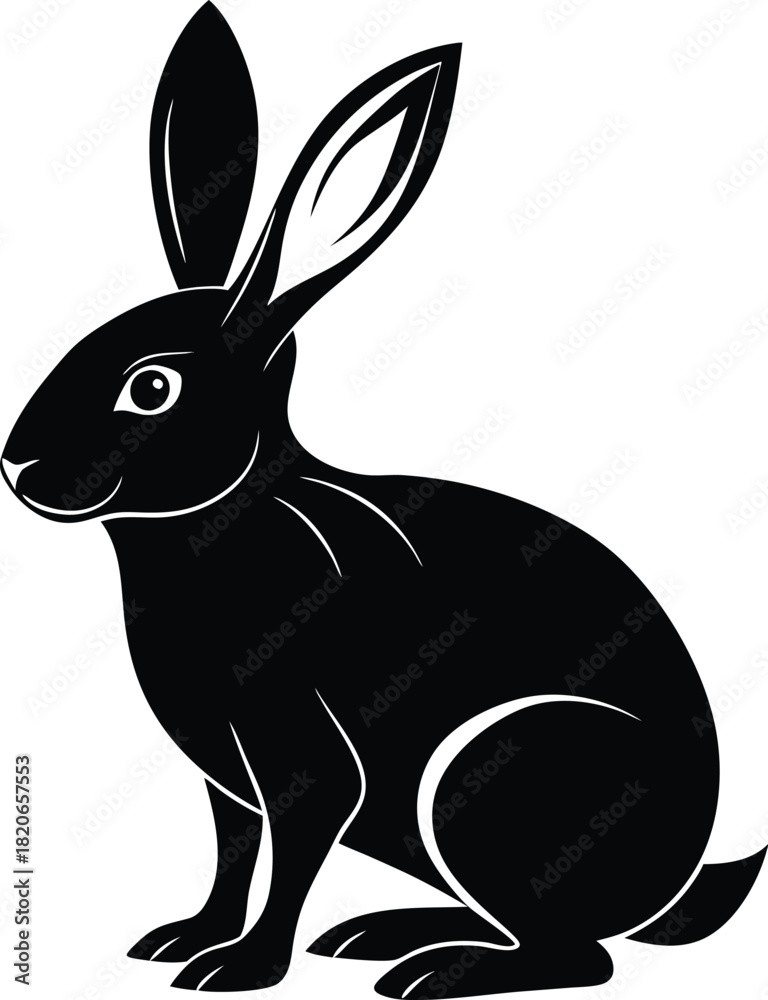 Obraz premium Hare Silhouette , Hare black vector illustration