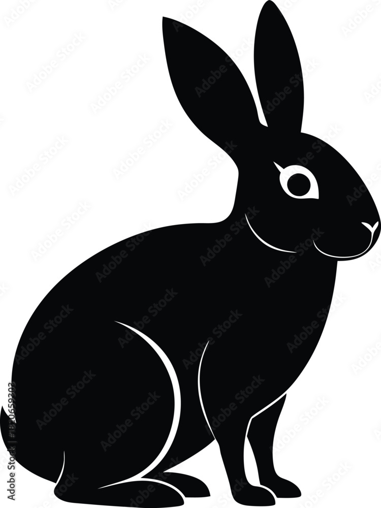 Fototapeta premium Hare Silhouette , Hare black vector illustration