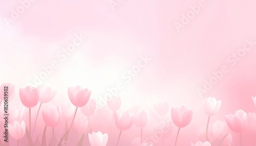 Vibrant pink tulips blooming in lush garden creating beautiful natural background for springtime decor.