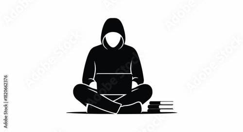 Hooded Hacker Vector Illustration of Online Security and Privacy Concerns