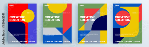 Modern abstract covers set, minimal covers design. Colorful geometric background, vector illustration.

