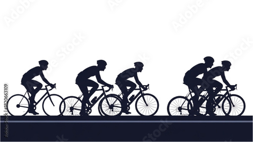 Cycling Race Silhouette of Athletes on Bicycles in Motion