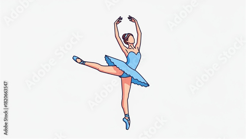 Graceful Ballet Dancer Performing Pointe in a Light Blue Tutu