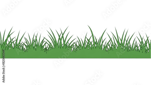 A lush green grass border element isolated on a white background for nature-themed designs