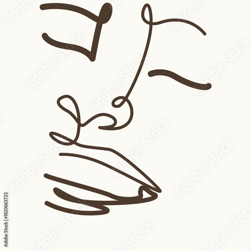 Woman Smiling Wide one line drawing. Woman Smiling Wide single line illustration. Woman Smiling Wide minimalist line art