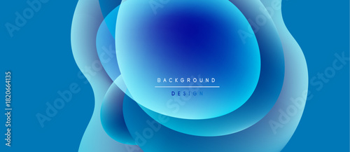 Abstract blue background features overlapping circular shapes. Gradient colors create dynamic visual effect. Text reads background design.