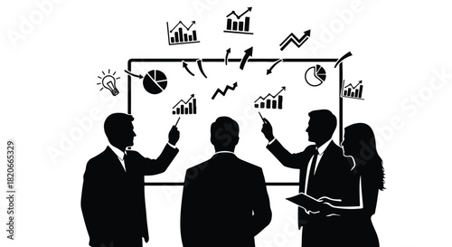 Strategic Planning Business Team Discussing Growth and Analytics Charts