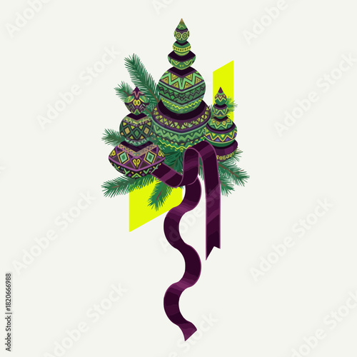Vibrant Geometric Ornaments with Festive Tribal Patterns
