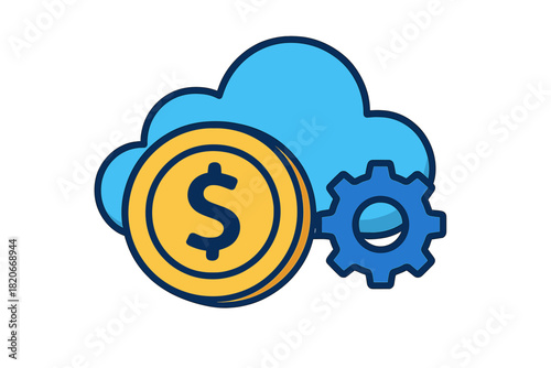 Icon representing cloud computing financial management, cost optimization, and configuration settings