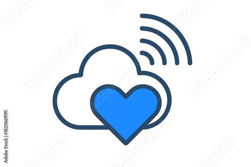 Cloud connection with heart symbol for digital love and data sharing