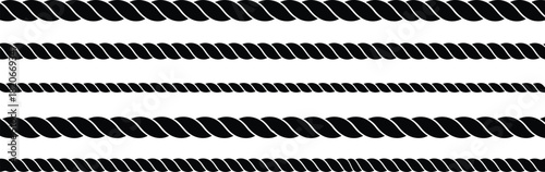 Black And White Featuring Five Lines Of Varying Thickness Rope Isolated On White