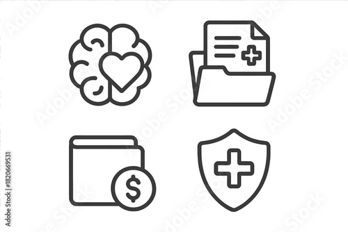 Mental health, medical records, financial costs, and health insurance protection concepts