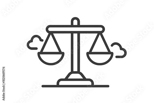 Simple line drawing of a balance scale with clouds symbolizing equilibrium or comparison