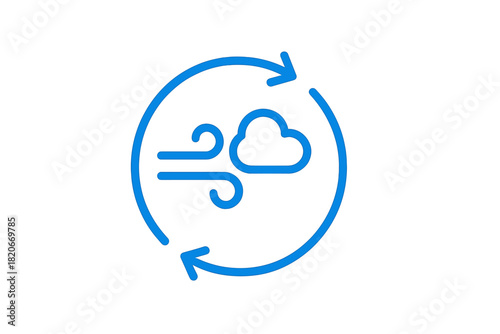 Wind blowing past a cloud in a continuous circular cycle representing air circulation
