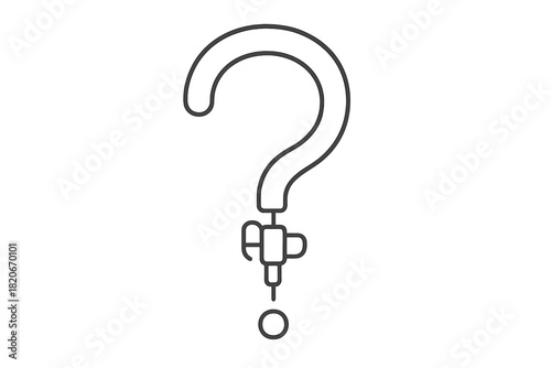 Stylized question mark icon with a robotic arm replacing the dot for automation and inquiry concepts