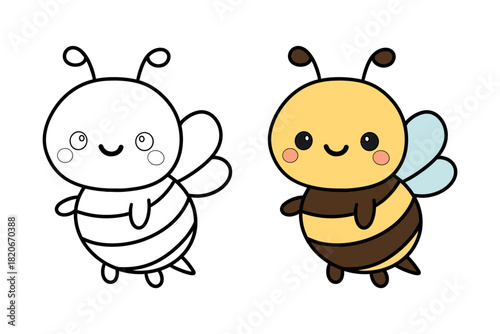 Learn to color the Bee character complete with colored examples