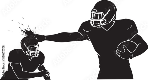 A bold and dynamic American football player silhouette captured in an action pose, perfect for sports-themed designs, T-shirts, posters, decals, and team branding.