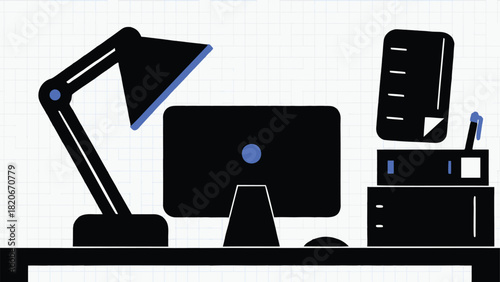 Modern sleek geometric design with clean lines and a bold abstract form suitable for branding and digital applications rendered in a sophisticated monochrome palette with vibrant color accents